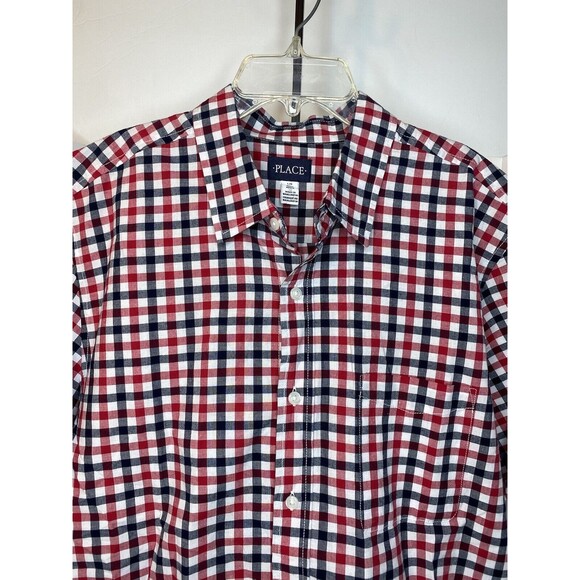 Children’s Place  Plaid Poplin Button Up Shirt - Sweet Pea Size Boys Large Lot 5 - Picture 10 of 16